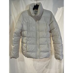 Old Navy White Puffer Coat Women’s Size Large White Fleece Lined Winter Warm